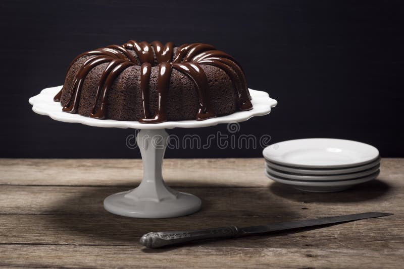 Chocolate Ganache Bundt Cake stock photo Chocolate Ganache Bundt Cake stock photo