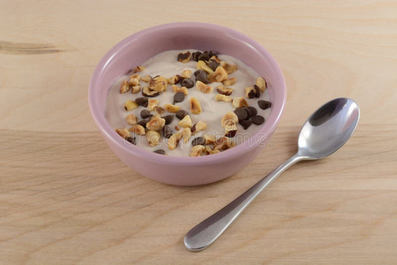 Chocolate Greek yogurt stock image. Image of chips, sprinkles 82740807