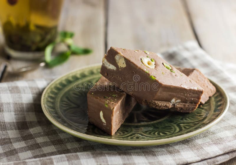 Chocolate halva cake stock image. Image of background 82845221
