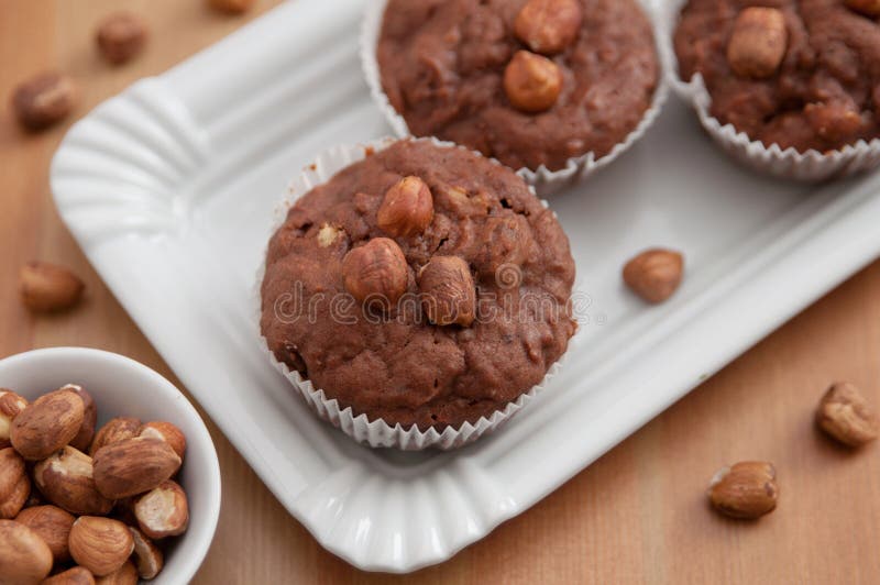Chocolate Hazelnut Muffins stock image. Image of fattening 37692941