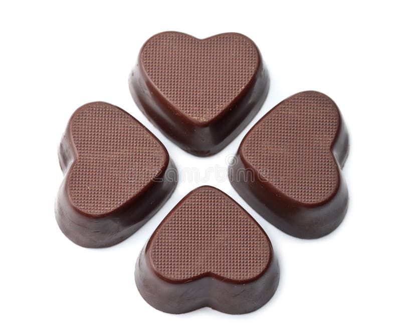 Chocolate hearts isolated