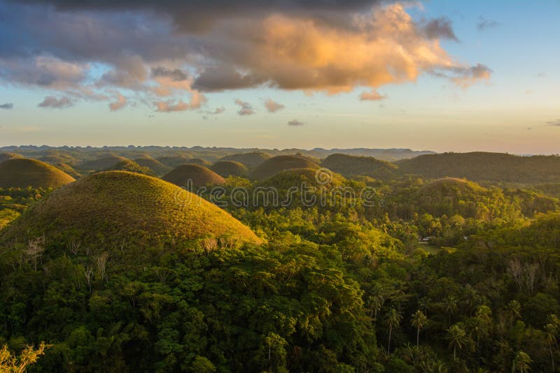 Chocolate Hills Main Landmark of Bohol Island, Philippines Stock