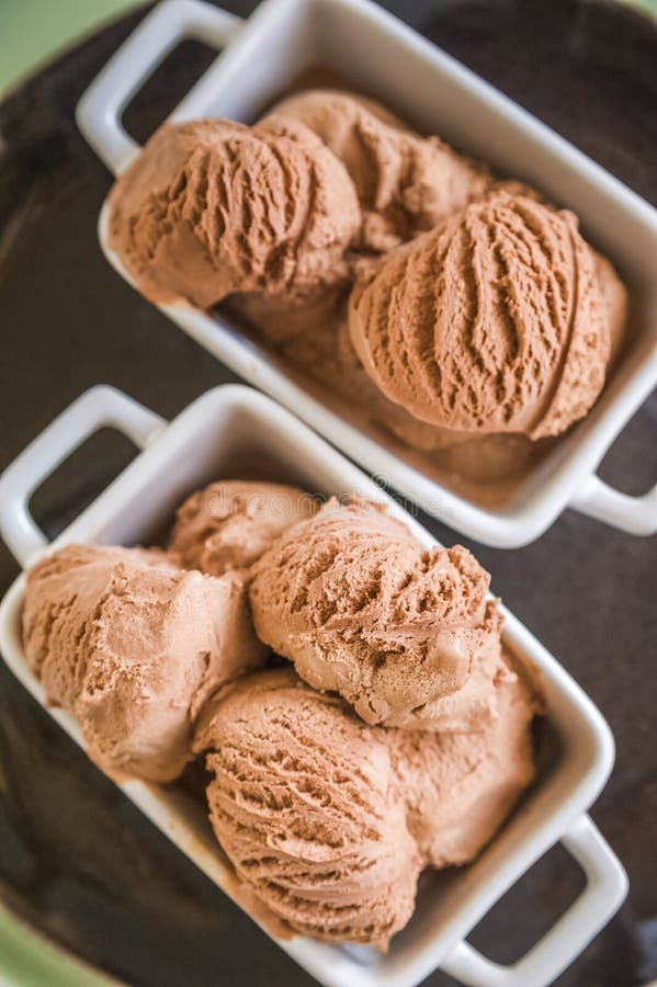 Chocolate Ice Cream Balls Closeup And Copy Space Stock Image Image of
