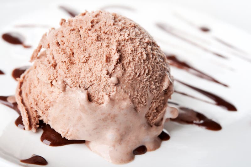 Chocolate ice cream on a plate