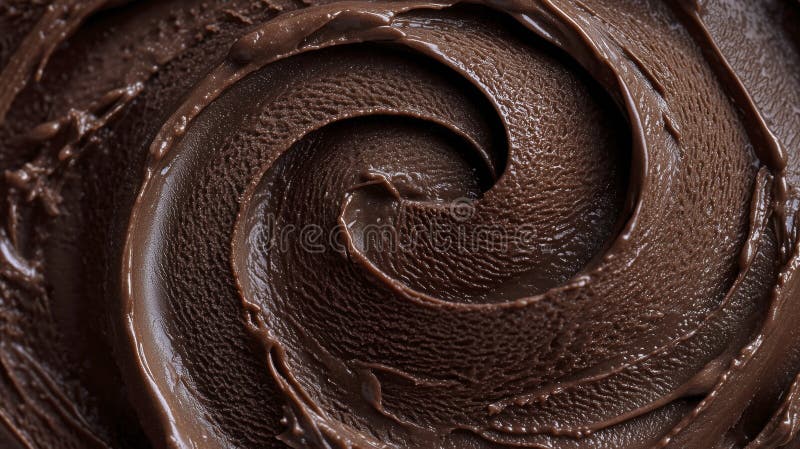 Chocolate ice cream with rich creamy texture and smooth swirls in close up view royalty free stock image