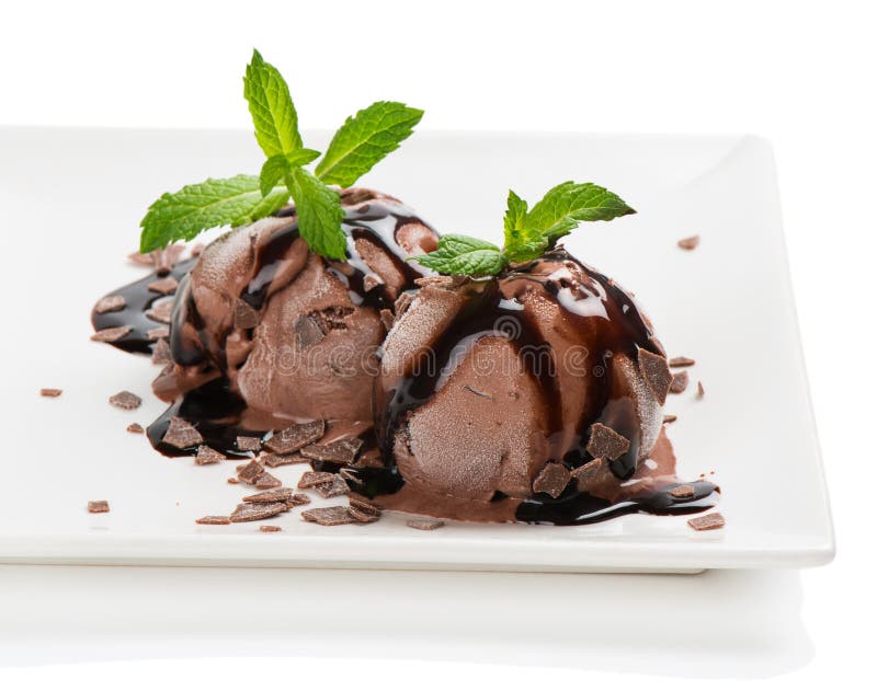 Chocolate Ice Cream Scoop with Chocolate Chips Stock Image Image of