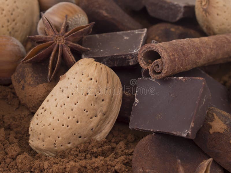Chocolate with ingredients stock image. Image of gourmet 26869149