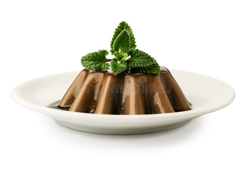 Chocolate Jelly Dessert with Mint Stock Image Image of sugar, plate