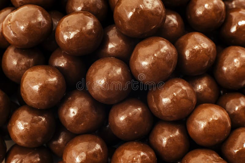 Chocolate Milk Balls. Background of a Large Number of Brown Chocolate