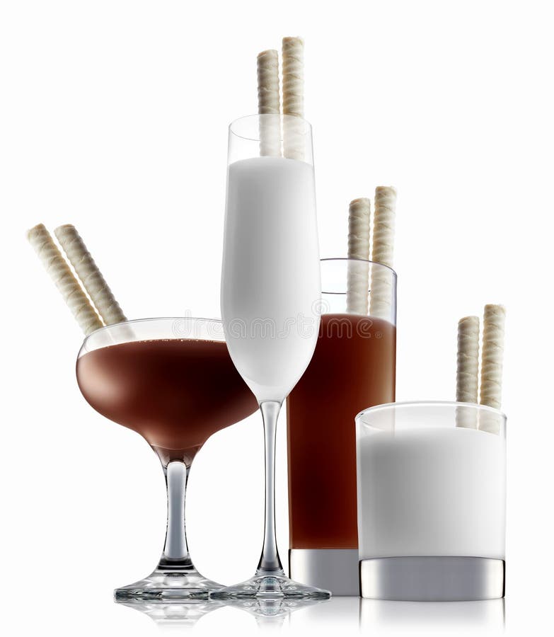 Chocolate and Milk Cocktail Set Stock Photo Image of counter, hugo 96459082