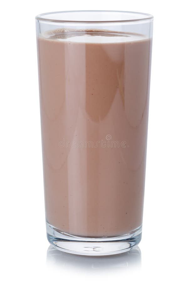 Chocolate Milk Drink Shake Milkshake Glass and Bottle Isolated on White