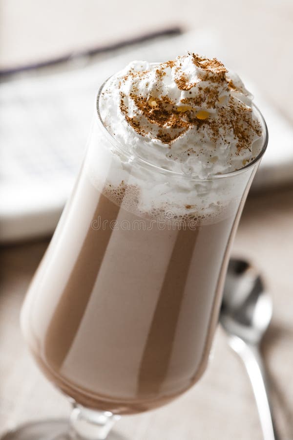 Chocolate Milk Shake with Whipped Cream Stock Image Image of glass