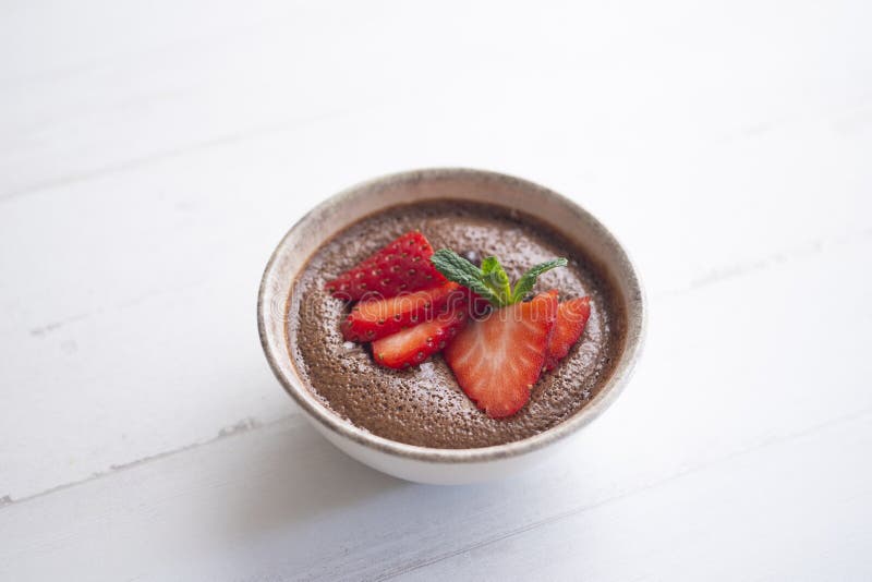 Chocolate Mousse Dessert with Red Berries. Stock Image Image of