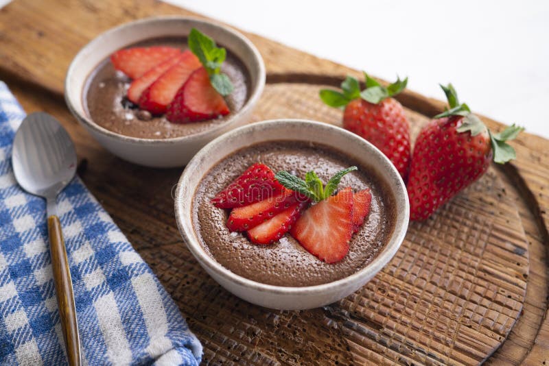 Chocolate Mousse Dessert with Red Berries. Stock Image Image of