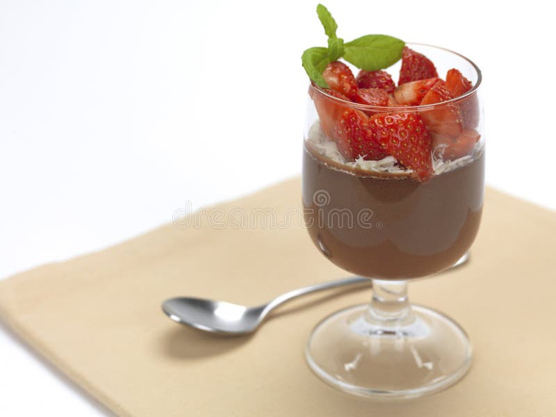 Chocolate Mousse and Strawberries Stock Image Image of served, pastry