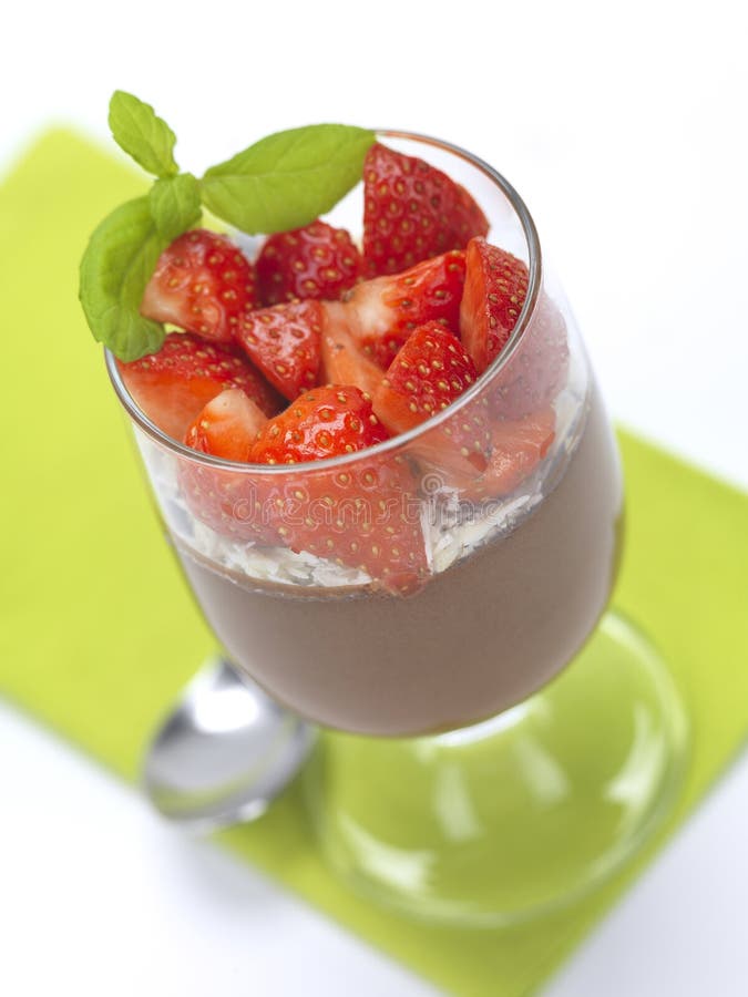 Chocolate Mousse with Strawberries Stock Photo Image of valentine