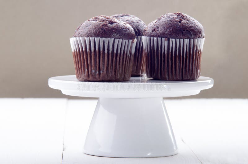 Chocolate Muffin on White Cake Stand Stock Image Image of ceramic, chocolate 47658525