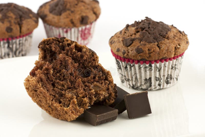 Chocolate Muffins with Christmas Mug Stock Image Image of baking