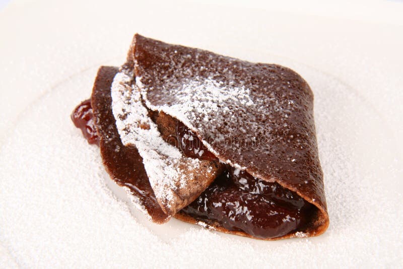 Chocolate pancake with jam