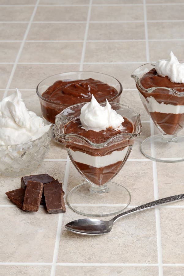 Chocolate Parfait with Ingredients Stock Photo Image of glass, brown 119694386