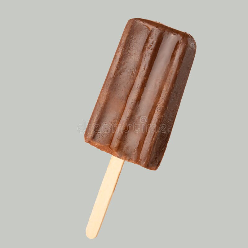 Chocolate popsicle on the sticks, frozen juice. Bright color, summer mood. Ice cream, freshness, Isolate, on a gray background