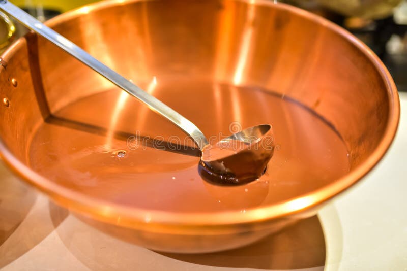 Chocolate Preparation Making Chocolate in the Kitchen Stock Image