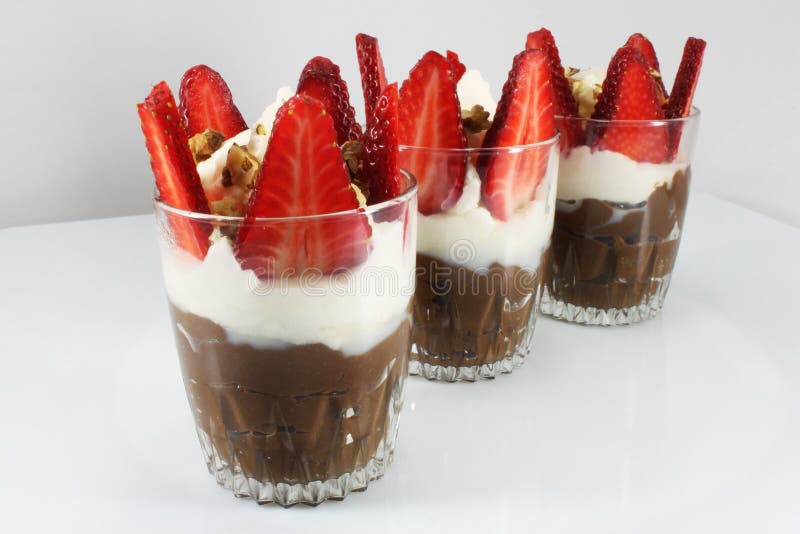 Chocolate pudding with strawberr