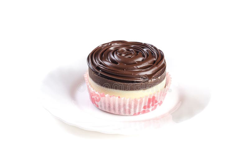 Chocolate souffle cake isolated on white background stock images Chocolate souffle cake isolated on white background stock images
