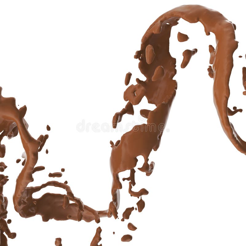 Chocolate spiral jet, brown splash, liquid wave, splashing loops, curvy line, isolated on white background, 3d rendering vector illustration Chocolate spiral jet, brown splash, liquid wave, splashing loops, curvy line, isolated on white background, 3d rendering vector illustration