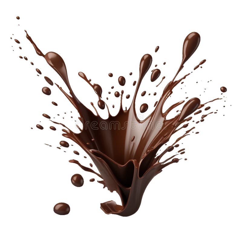 Splashes of Liquid Chocolate with Drops on Dark Background. Generative
