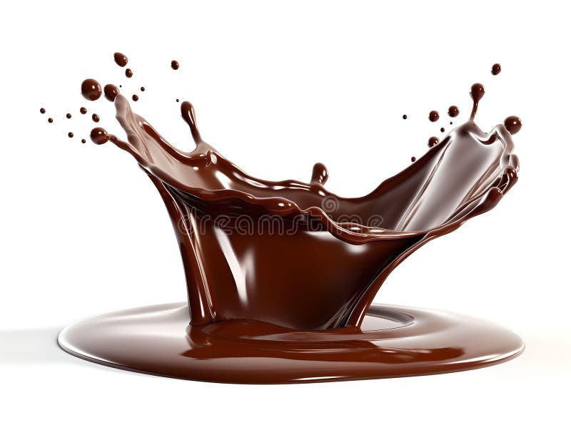 Chocolate splash. Isolated element on a transparent background. Generative AI.