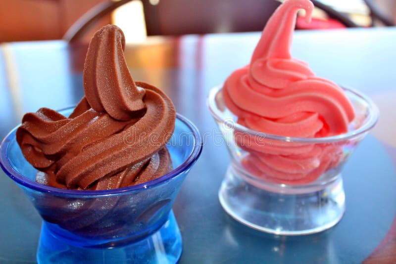 Chocolate and strawberry ice cream