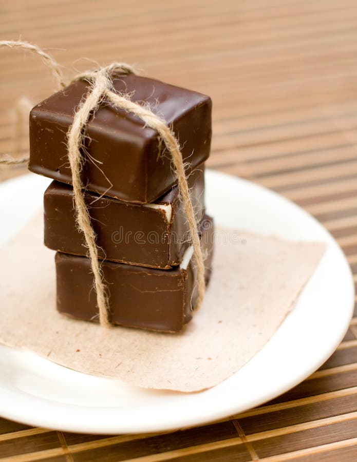 Chocolate sweets on the dish