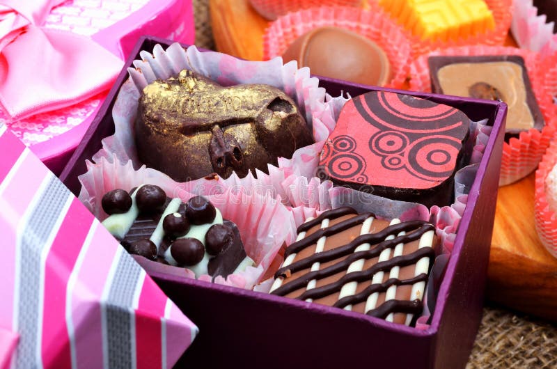 Chocolate Sweets in Gift Boxes Stock Photo Image of snack, biscuit