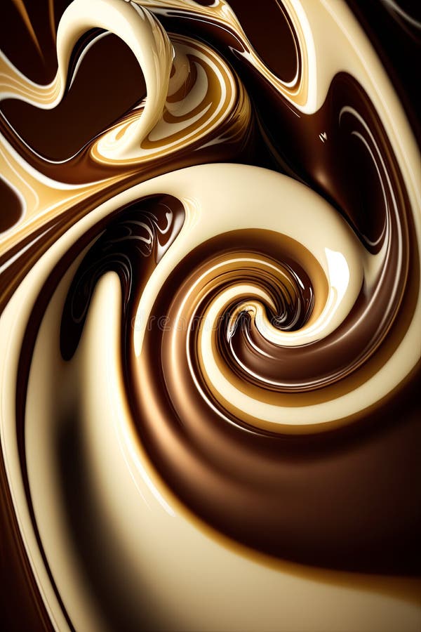 Chocolate Swirl with White and Brown Swirls. Generative AI Stock