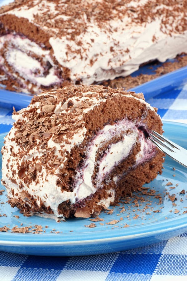 Chocolate swiss roll royalty free stock photography