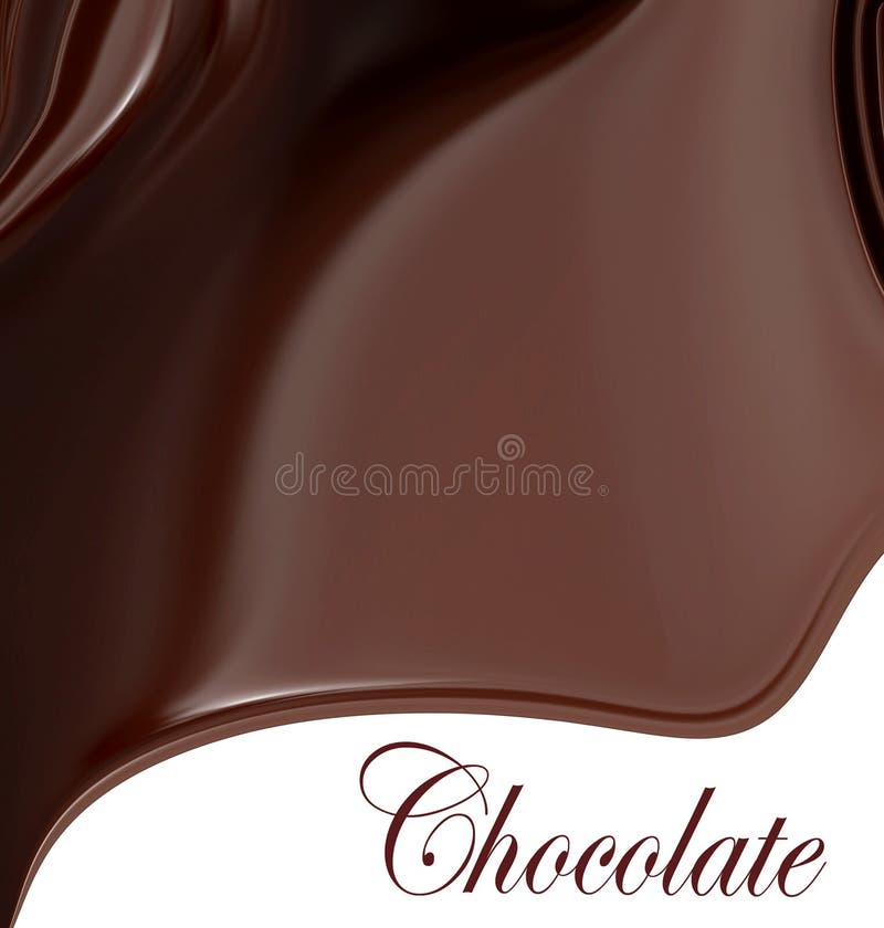 Satin smooth sweet chocolate brown wave swirls abstract design on white copy space. The word Chocolate can easily be removed. Satin smooth sweet chocolate brown wave swirls abstract design on white copy space. The word Chocolate can easily be removed.