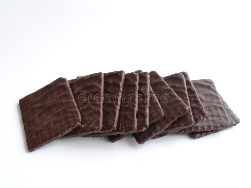 Chocolate thins, white background. Crispy diet stock images, royalty-free photos and pictures
