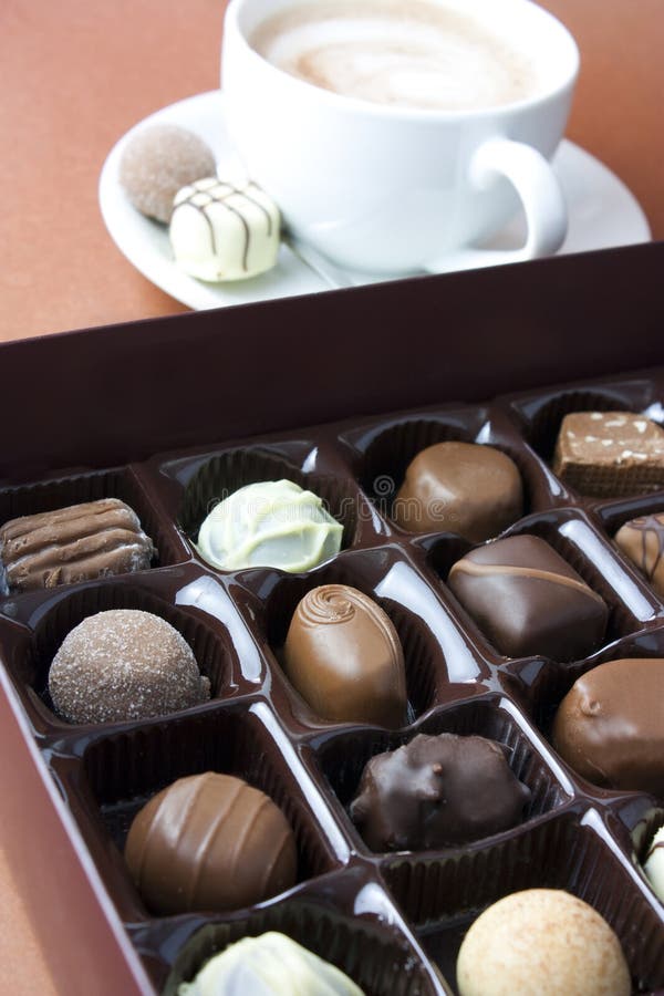 Chocolate truffles in a box
