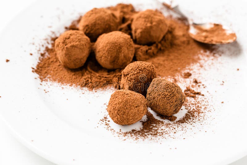 Chocolate truffles. Handmade chocolate truffle candies royalty free stock photo Chocolate truffles. Handmade chocolate truffle candies royalty free stock photo