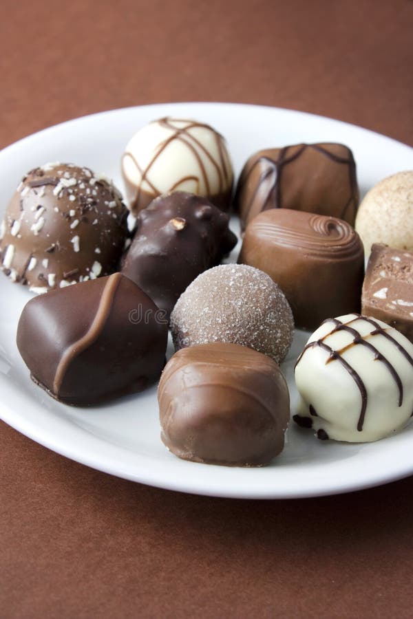 Chocolate truffles on a plate