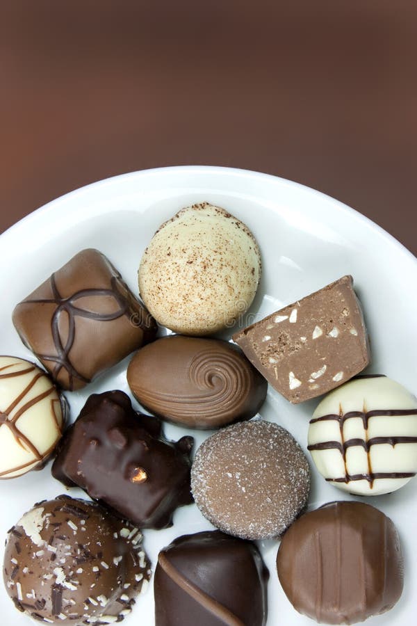 Chocolate truffles on a plate