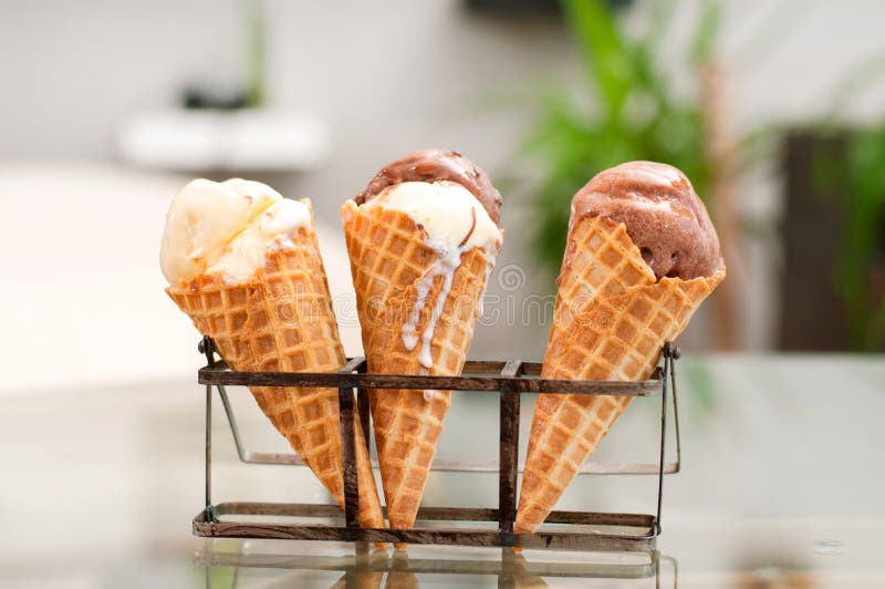 Chocolate and vanilla ice cream cone