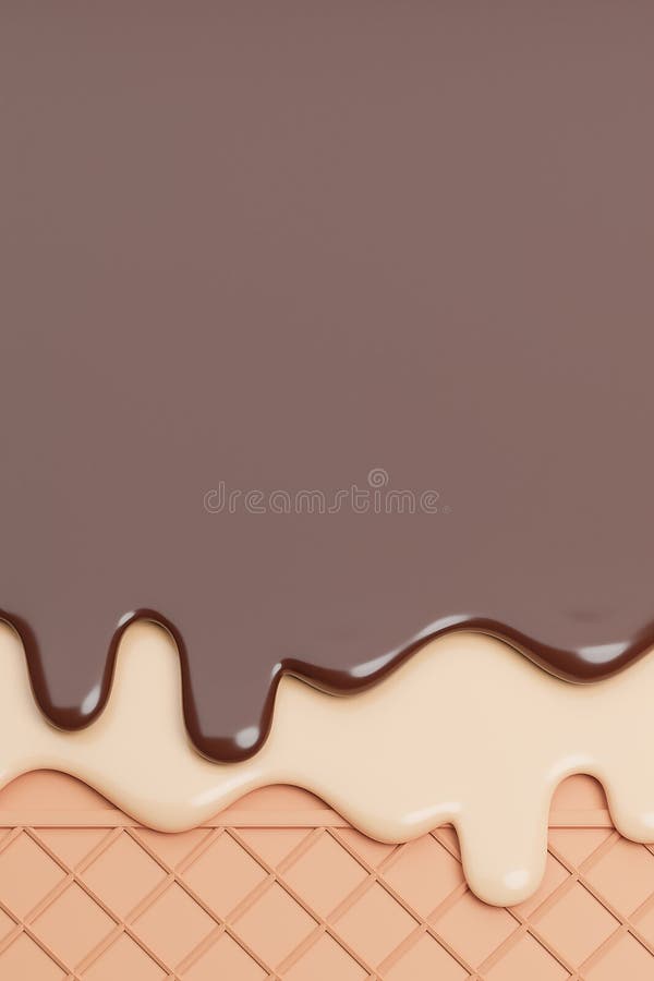 Chocolate and Vanilla Ice Cream Melted on Wafer Background.,3d Model and  Illustration Stock Illustration - Illustration of layout, crispy: 185921844