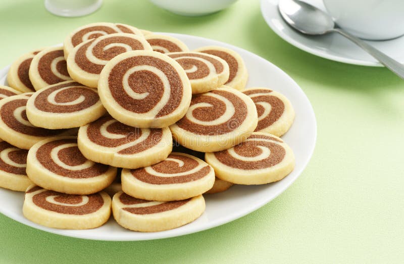 Chocolate and Vanilla Pinwheel Cookies with Tea
