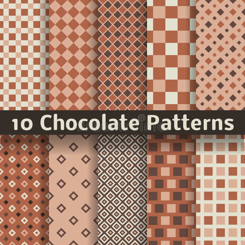 Chocolate vector seamless patterns (tiling).