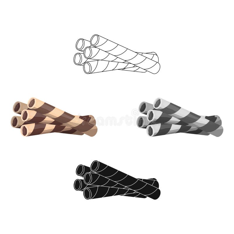 Chocolate Wafer Straws Icon in Cartoon Style Isolated on White ...