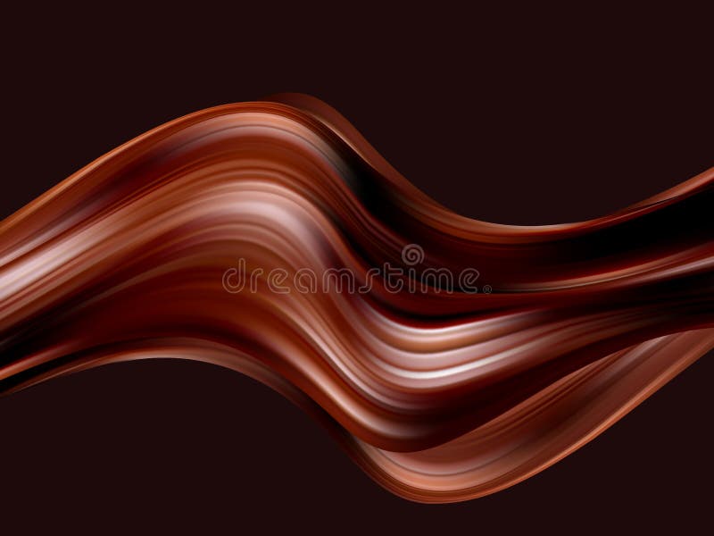 Chocolate Wavy Swirl Background. Abstract Satin Chocolate Waves, Brown