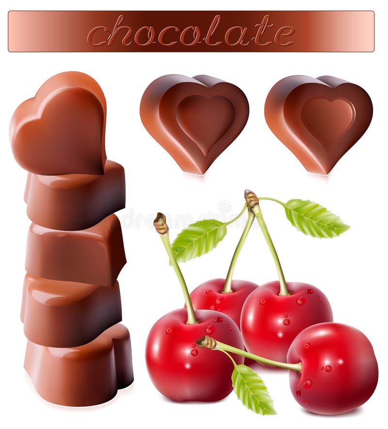 Chocolates con las cerezas. ilustración del vector Chocolates con las cerezas. ilustración del vector