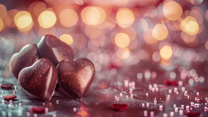 Chocolates en forma de corazón envueltos en una lámina que brilla stock de ilustración
